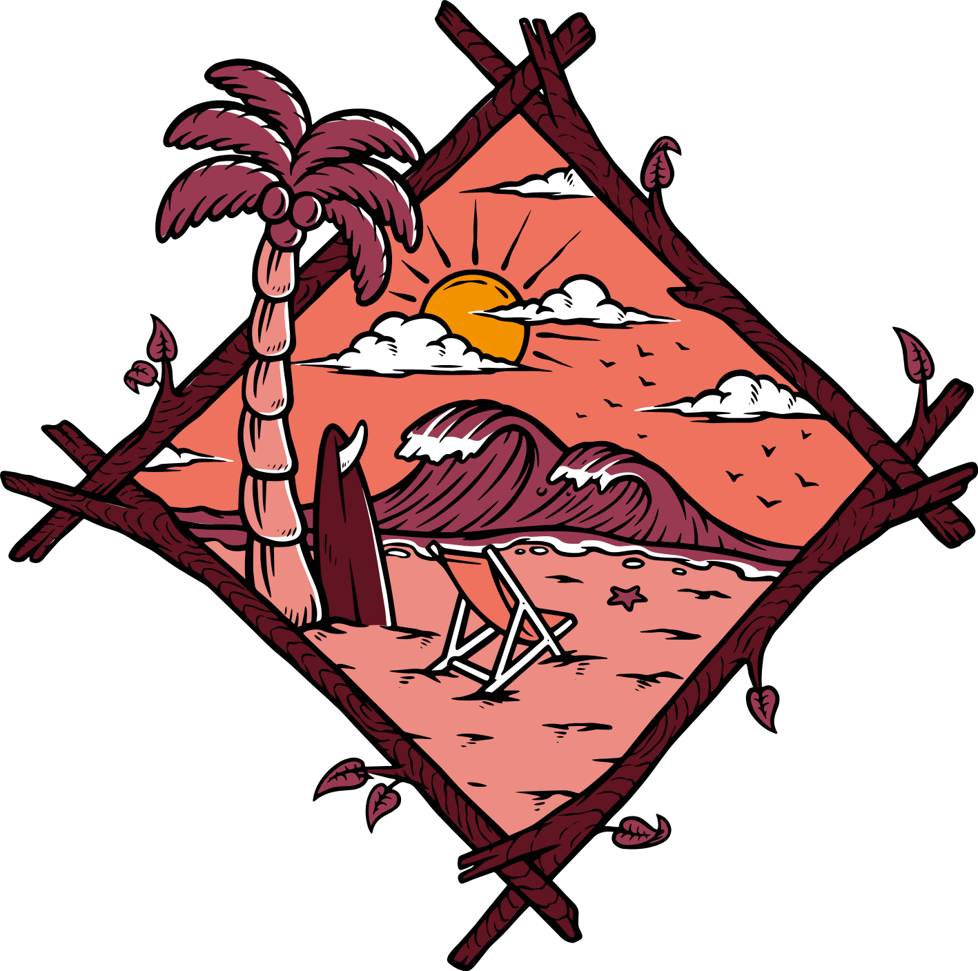 Autocolantes originais Surfista solitário na praia - TenStickers