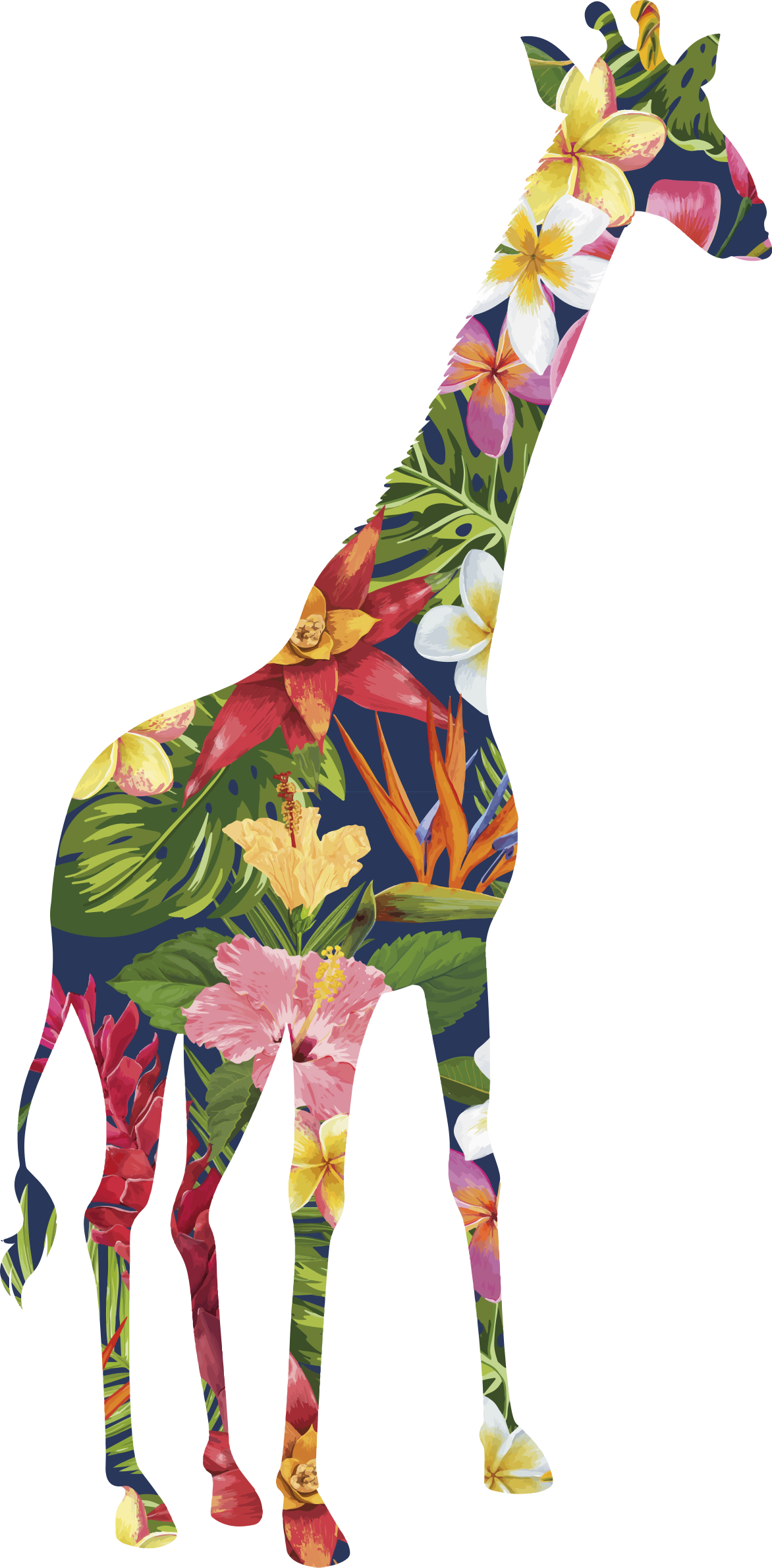 Floral giraffe wild animal decal - TenStickers