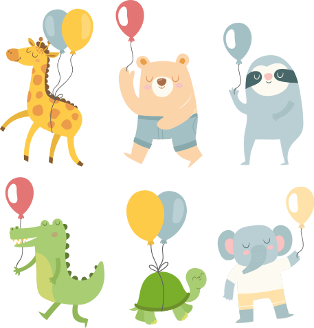 Jungle dyr og luft balloner klistermærker - TenStickers