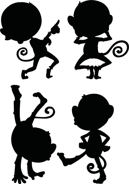 Apor som spelar vilda djur dekal - Tenstickers