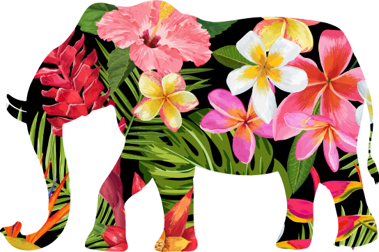 Floral ελέφαντα άγρια ζώα decal - TenStickers