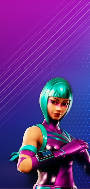 青い髪のフォートナイト キャラクター サムスン ステッカー Tenstickers