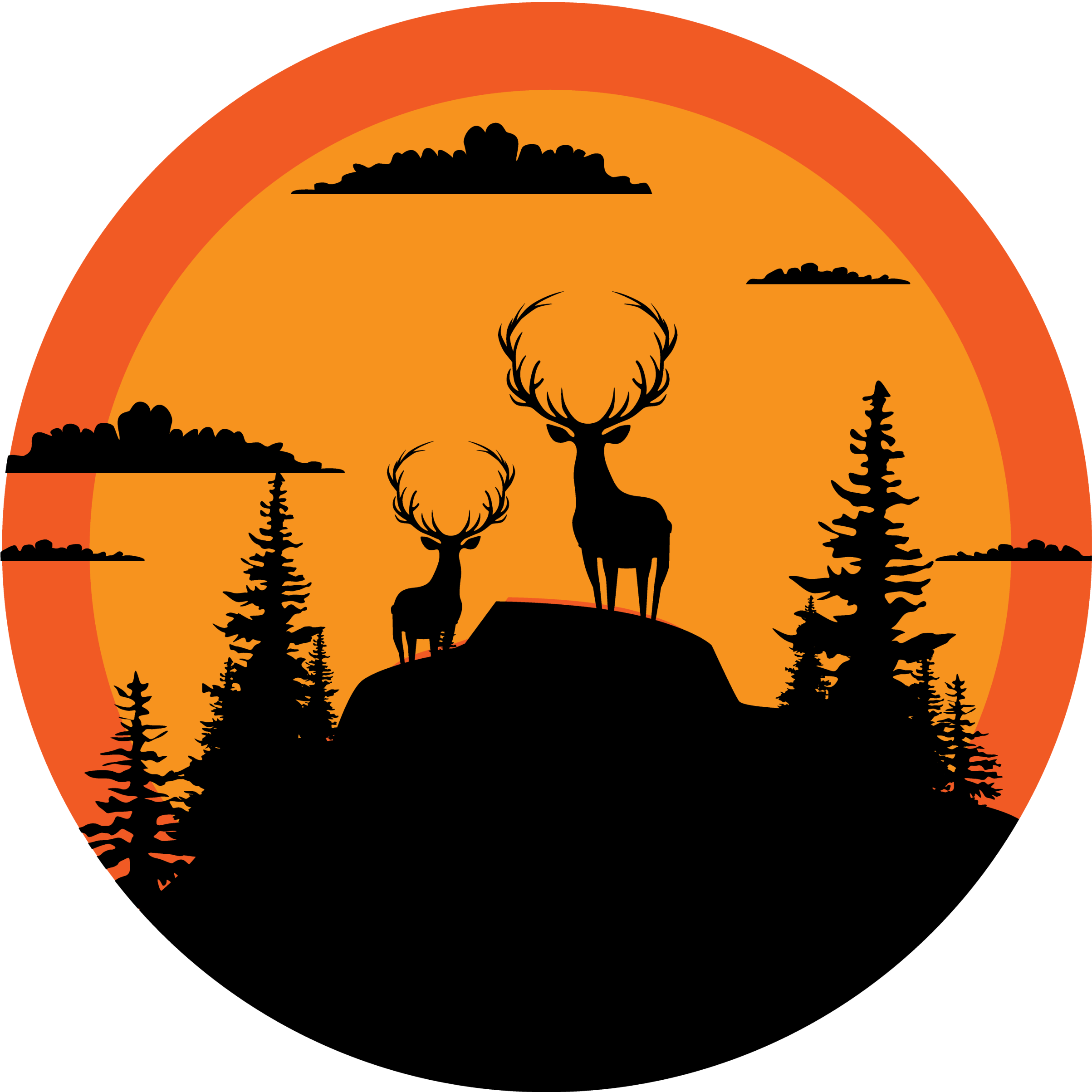 Mountain silhouette with 2 deers nature stickers
