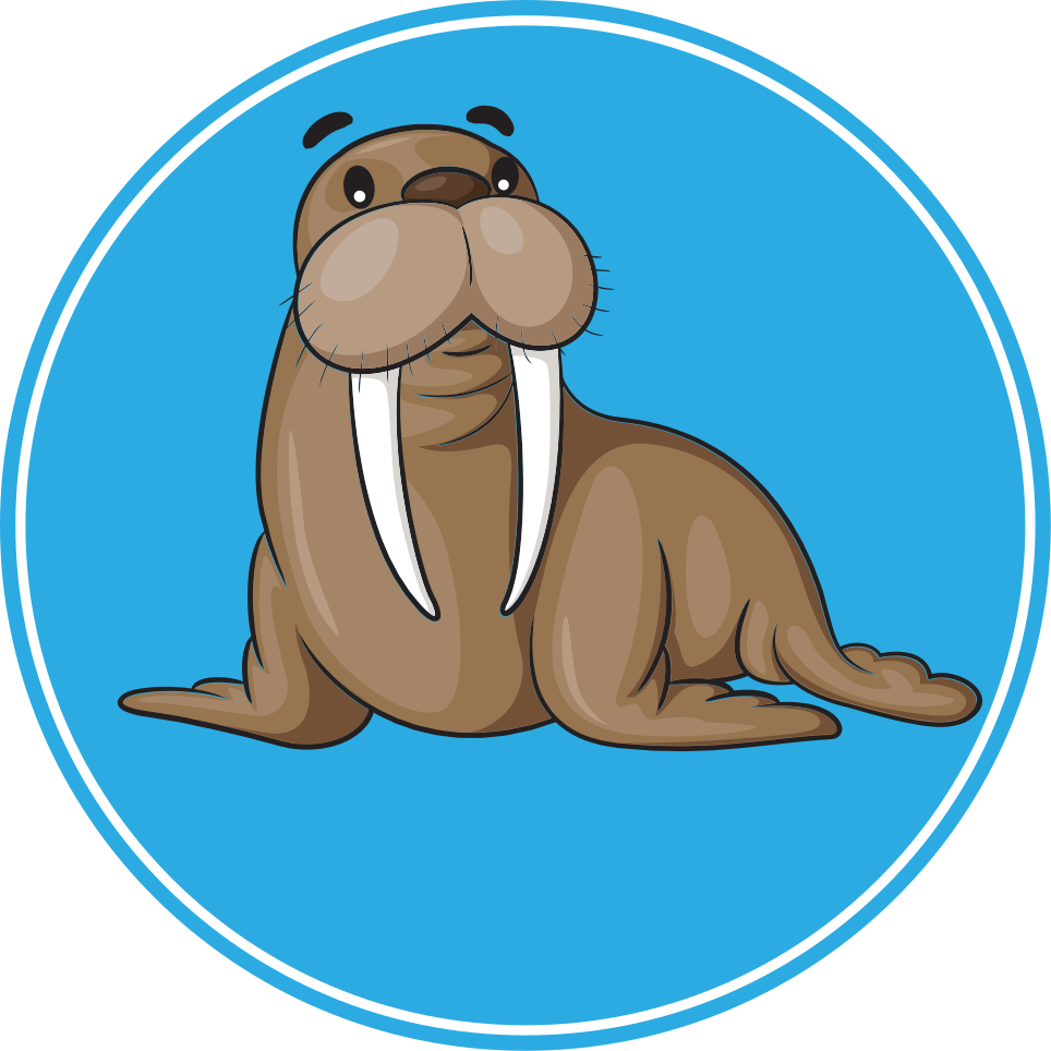Cartoon walrus with blue background animal wall decal - TenStickers