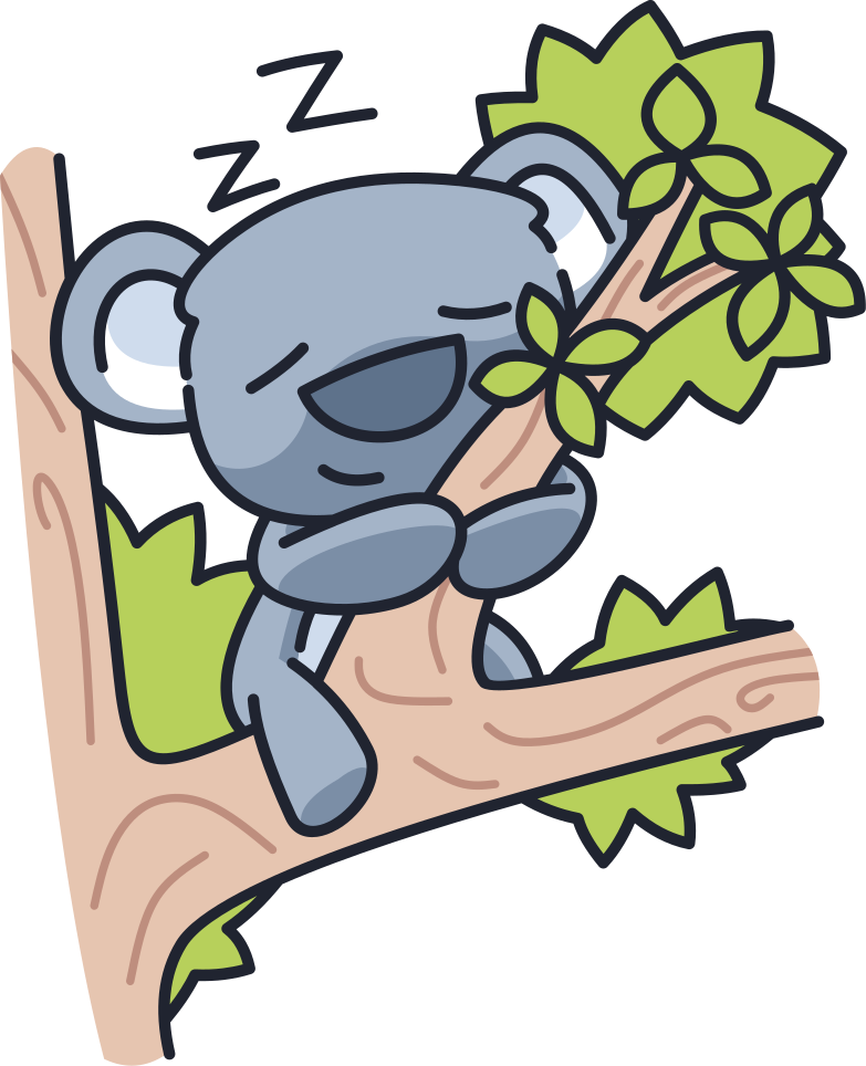 Vinilo pared animal Durmiendo dibujos animados koala - TenVinilo