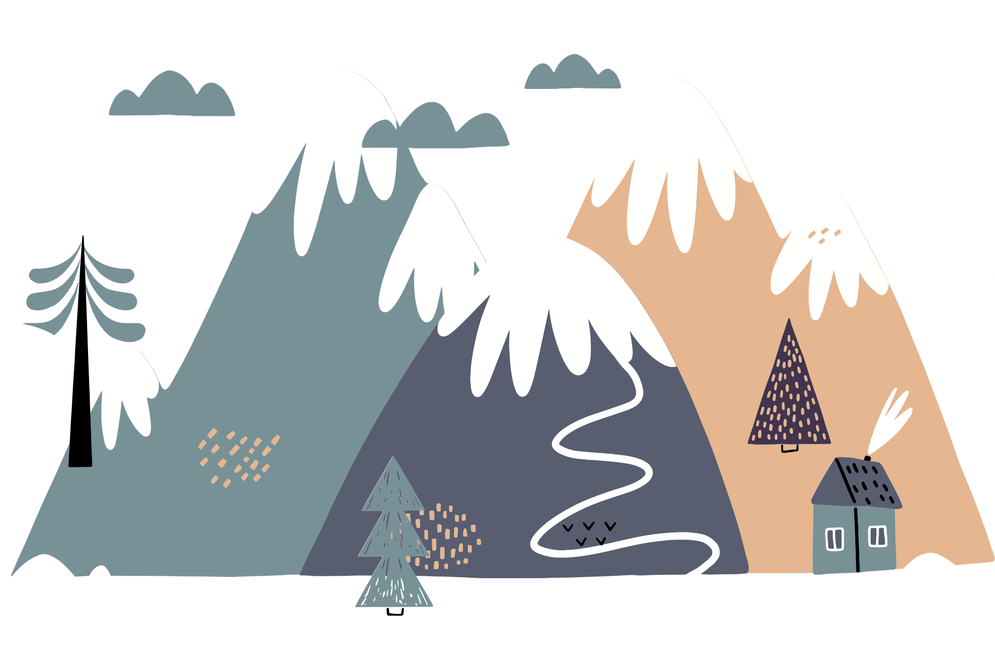 Sticker Natur Gezeichnete silhouette berg - TenStickers