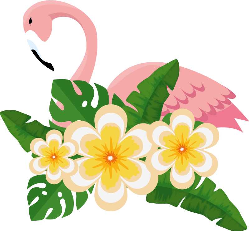 Autocolantes decorativos de pássaros e aves Flores flamingo - TenStickers