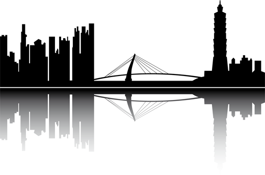 Sticker decorativo skyline con riflesso - TenStickers