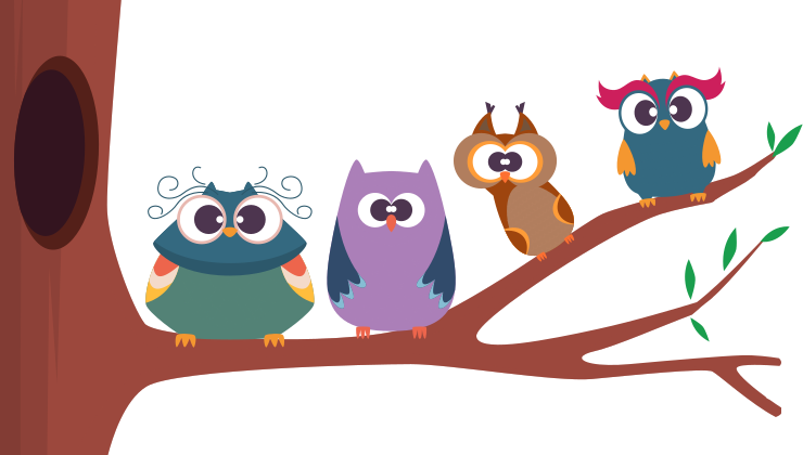 Four birds on a tree children wall sticker - TenStickers
