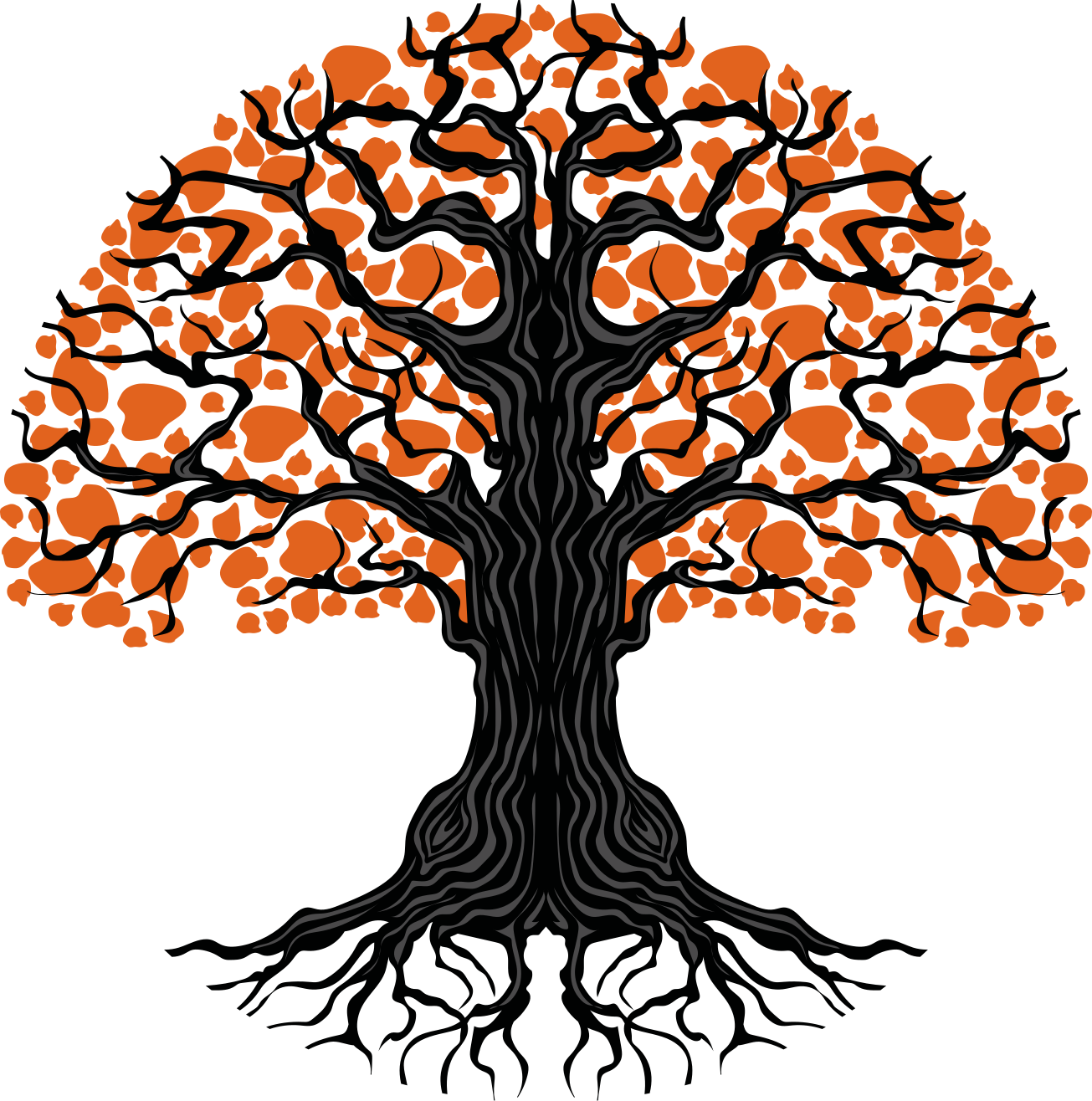 Vinilo habitación infantil árbol con hojas de naranja - TenVinilo