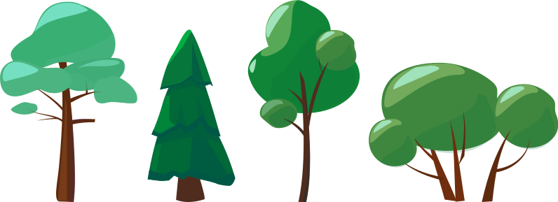 Patru copaci verzi autocolante de perete pentru sufragerie - TenStickers