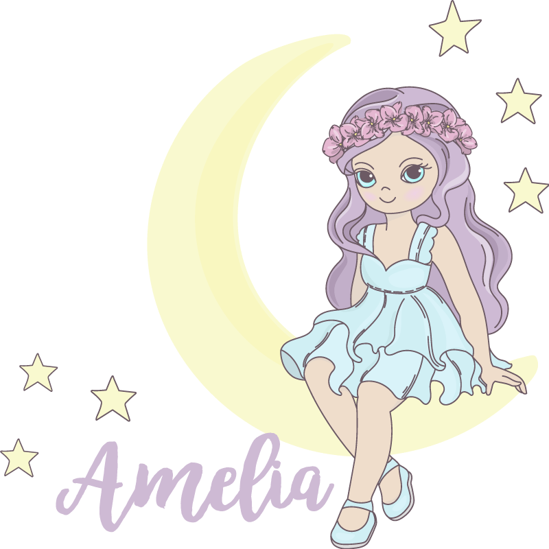 Princess on the moon  personalized sticker - TenStickers