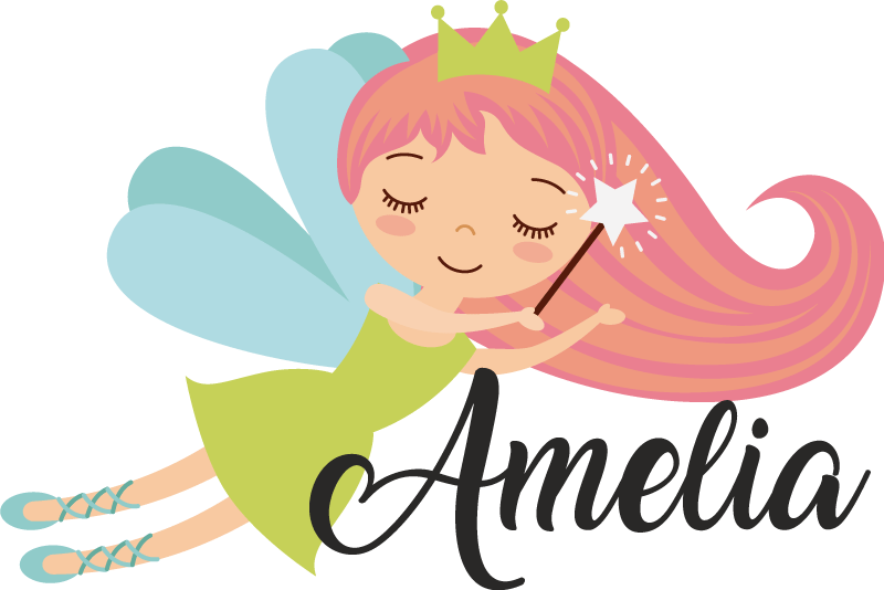Autocolantes personalizáveis Princesa fada de cabelo rosa - TenStickers