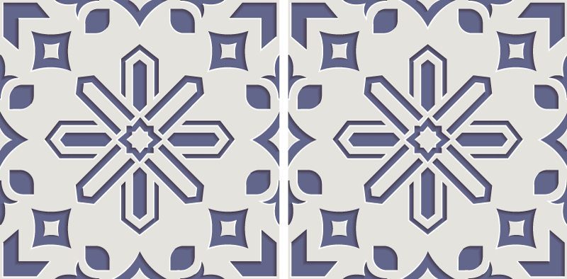 Vinilo pared Lindos patrones de azulejos de cemento azul y blanco - TenVinilo