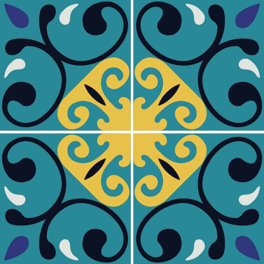 Mavi tonlar çimento fayans desenleri duvar sticker - TenStickers