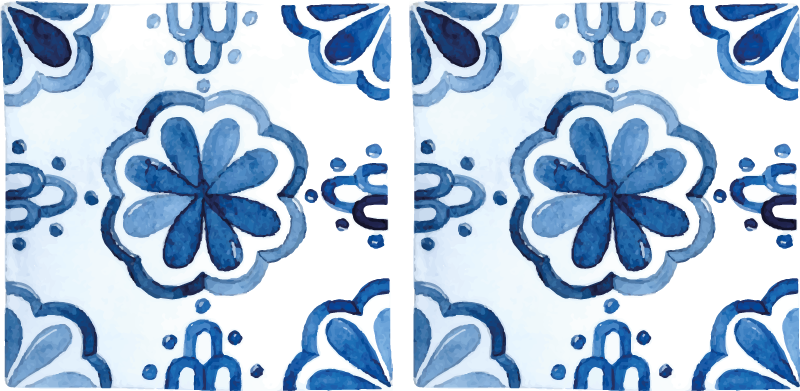 Floral cement tiles patterns wall sticker - TenStickers