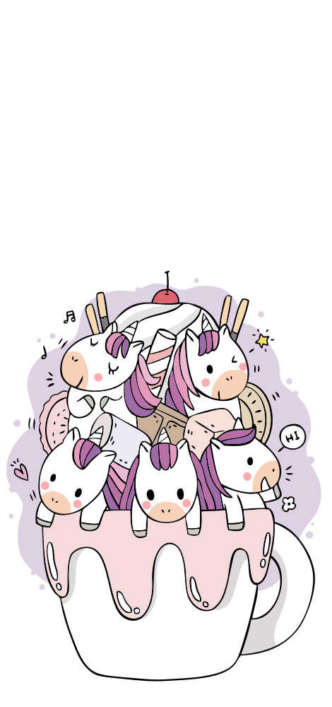 Söt enhörning design med kaffe huawei dekal - Tenstickers