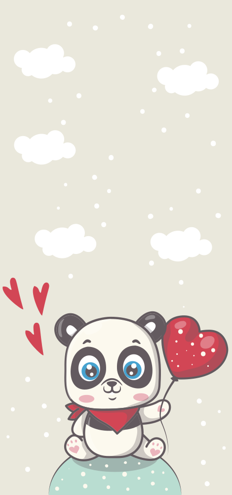 Cute panda with hearts baloons Huawei sticker - TenStickers