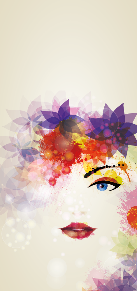 μόδα κορίτσι και σχέδιο λουλουδιών huawei decal - TenStickers