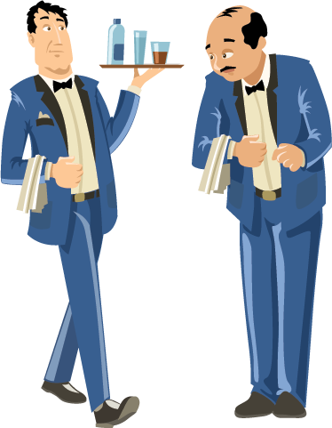 Waiters in blue uniforms sticker - TenStickers