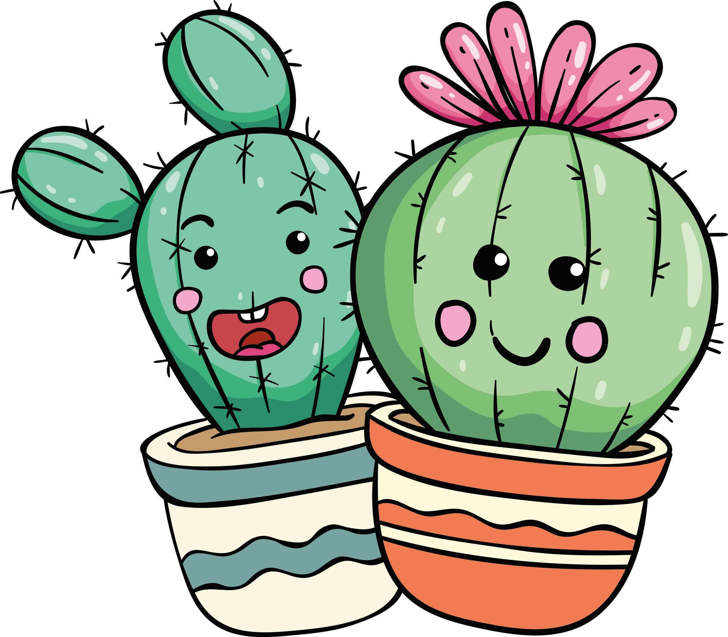 Bebê Cactos. Cacto De Desenho Verde Com Rosto Feliz Ilustração do