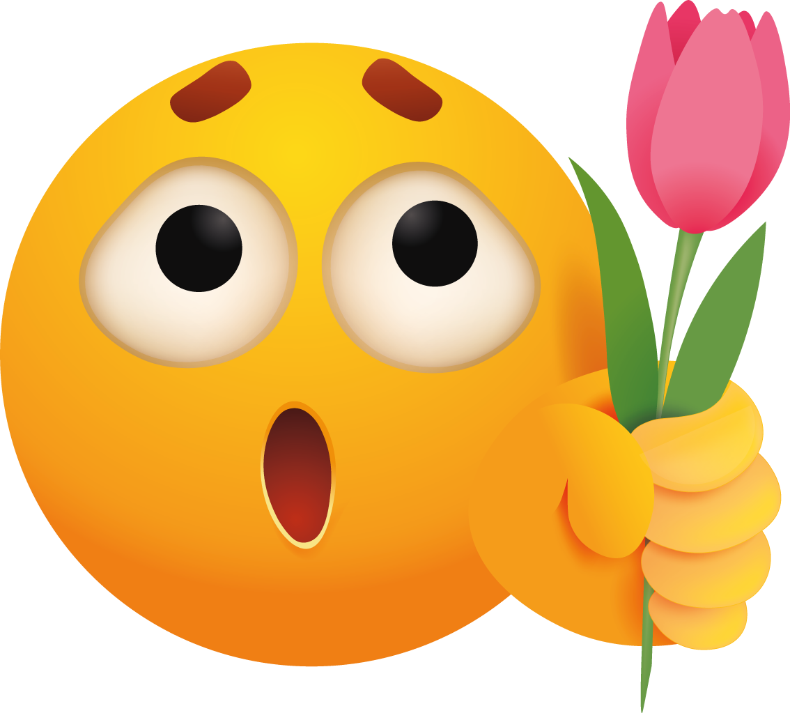 Emoji holding a rose wallpaper decal - TenStickers