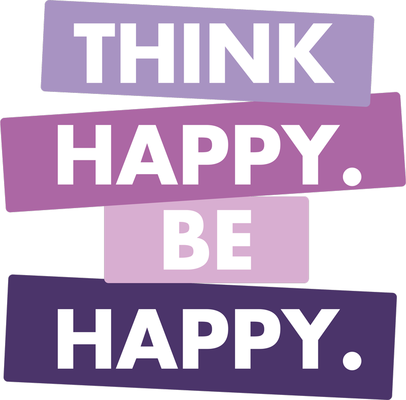 Think happy purple text inspiration quote decal - TenStickers