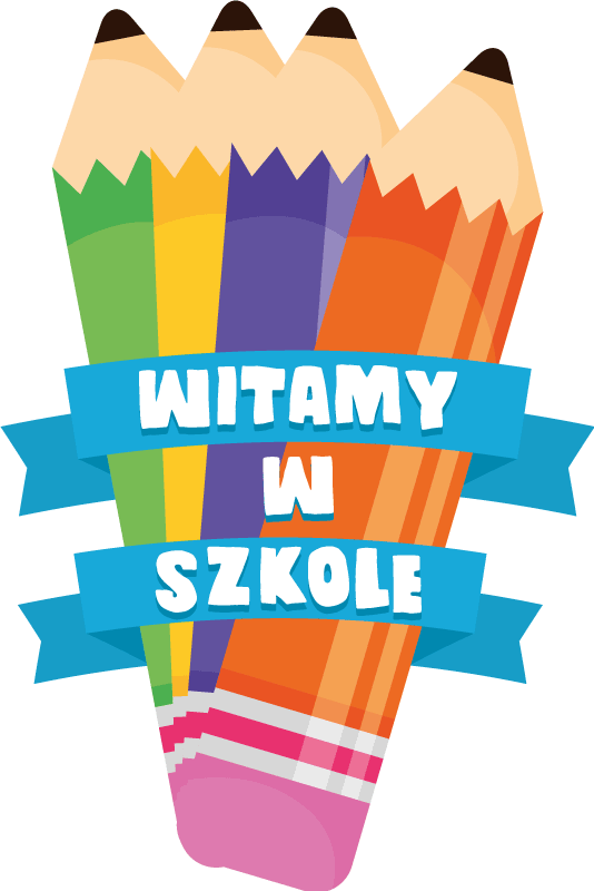 Naklejka na ścianę edukacyjne Witaj w szkole kolorowe kredki - TenStickers