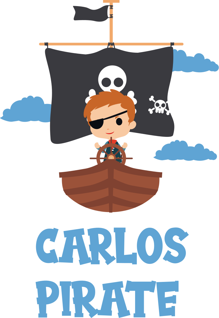 Cute pirate illustration with boat kids decal - TenStickers