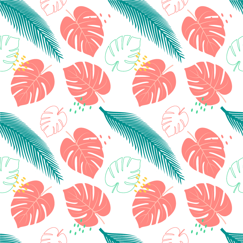 Pink tropical leaves patterned  furniture decal - TenStickers