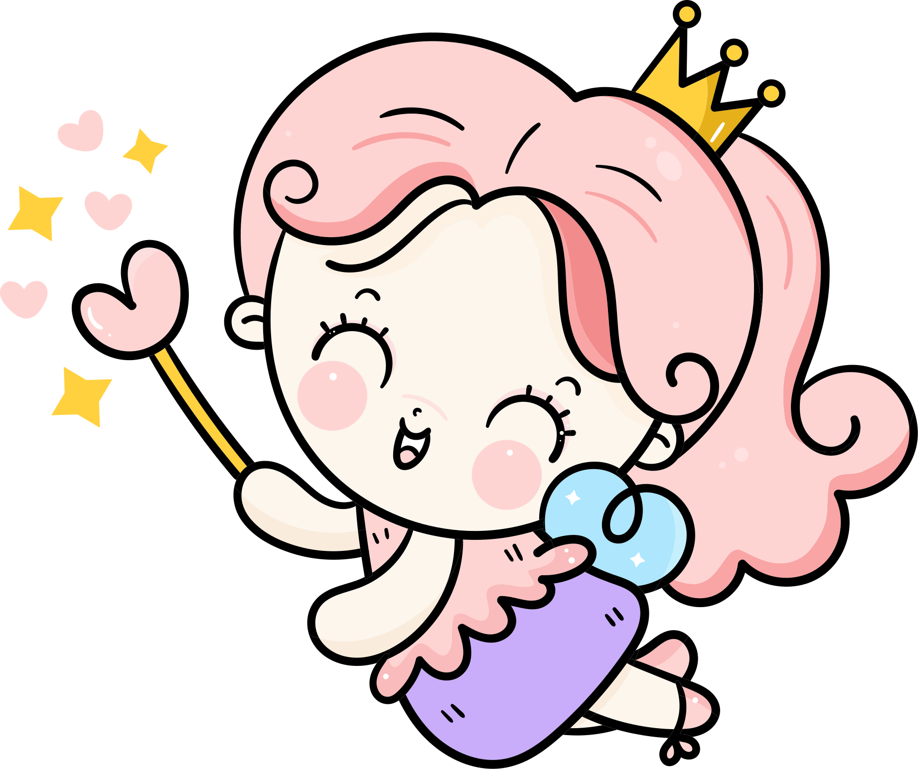 Sticker Conte Jolie fée aux cheveux roses - TenStickers