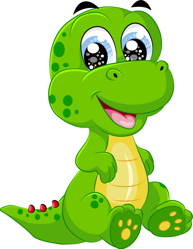 Sticker Mural Chambre Enfant Dessin animé dinosaure vert - TenStickers