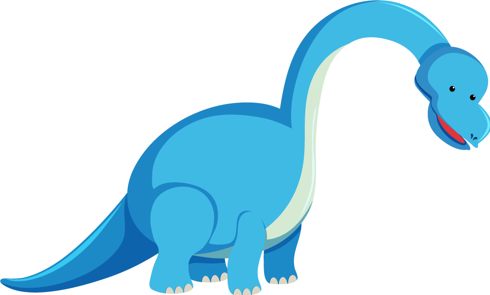 Bonito desenho de dinossauro azul em fundo branco