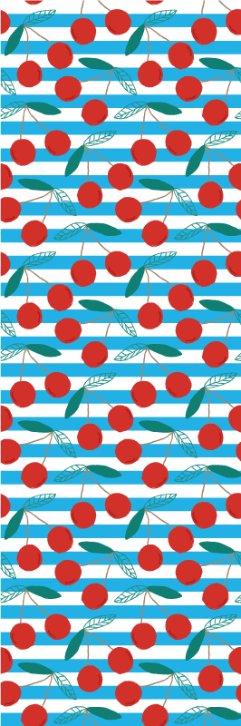 青い縞模様の冷蔵庫のステッカーと桜のパターン - TENSTICKERS