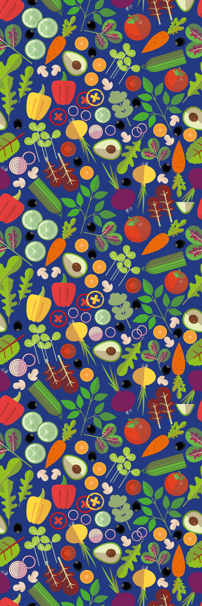 Vegetables on blue background fridge decals - TenStickers