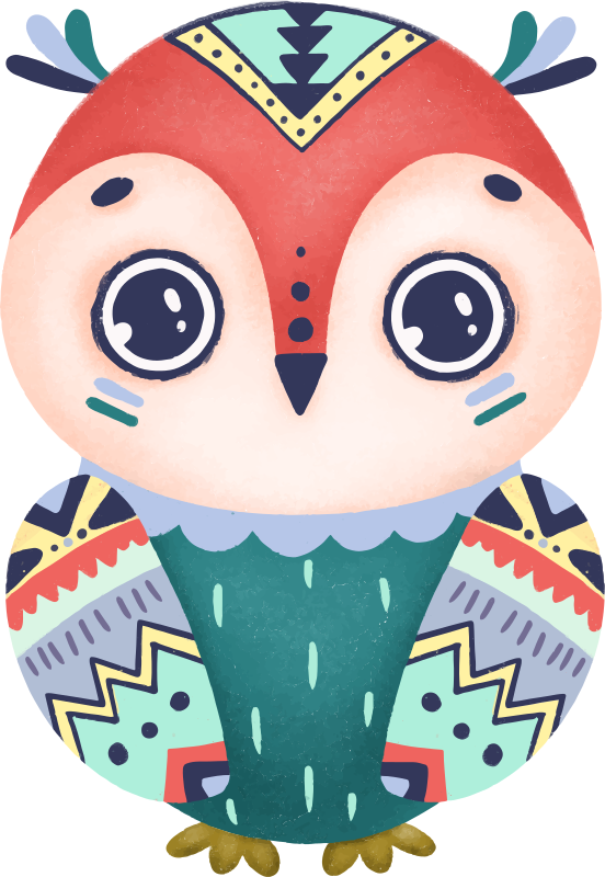 Sticker Oiseau Illustration de hibou avec de beaux yeux - TenStickers