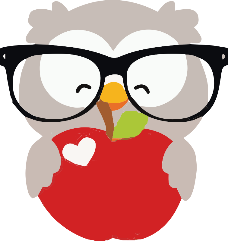 Autocolantes de pássaros e aves Desenho animado coruja com maçã -  TenStickers