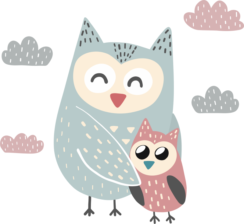 Naklejka na ścianę ptaki Sowa mama i córka - TenStickers