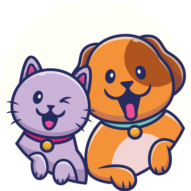 Cute dog and cat friend cartoon dog sticker - TenStickers