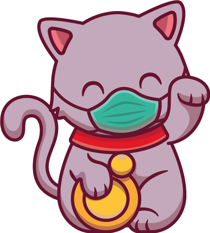 Mielas laimingasis katinas, dėvintis kaukės kačių lipduką - „Tenstickers“