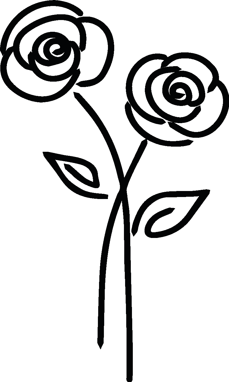 Vinilo flores Par de rosas diseño minimalista - TenVinilo