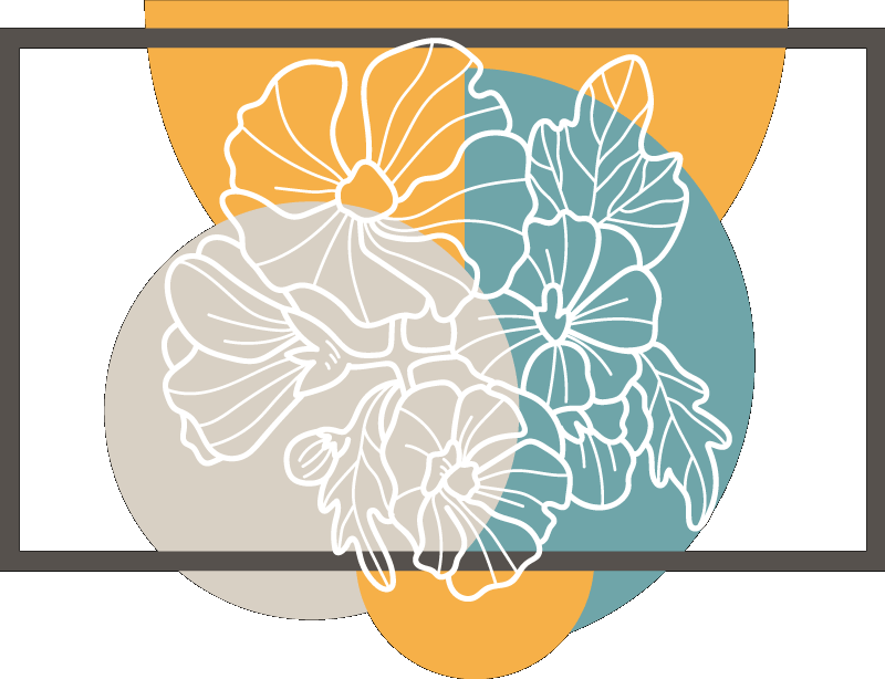 Sevimli minimalist dikdörtgen ve çiçek çıkartması - TenStickers