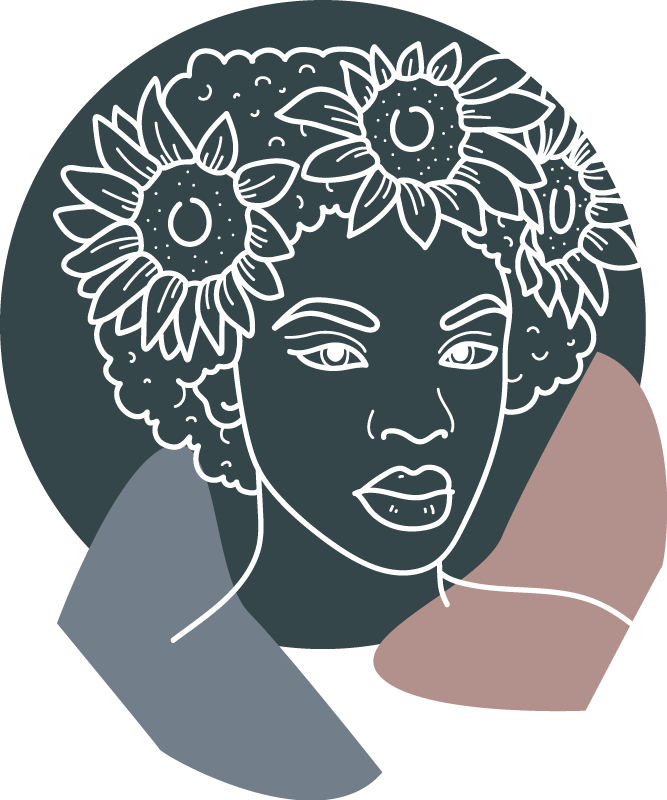 Minimalistinen auringonkukka naisen kanssa sisustustarra olohuone - Tenstickers