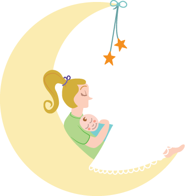 Mother and Baby Moon Sticker - TenStickers