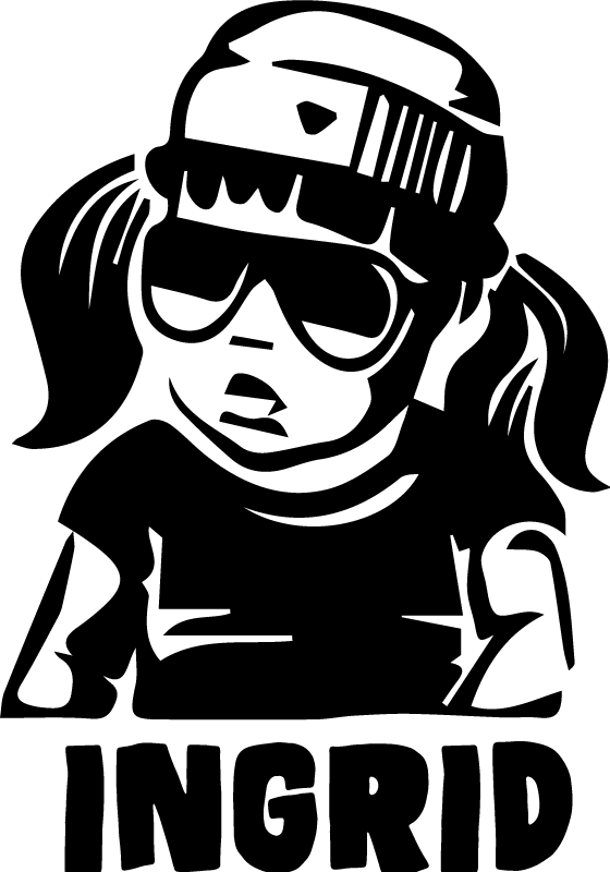 Personalised Baby On Board Car Sign ~ Baby in Sunnies Black With White 