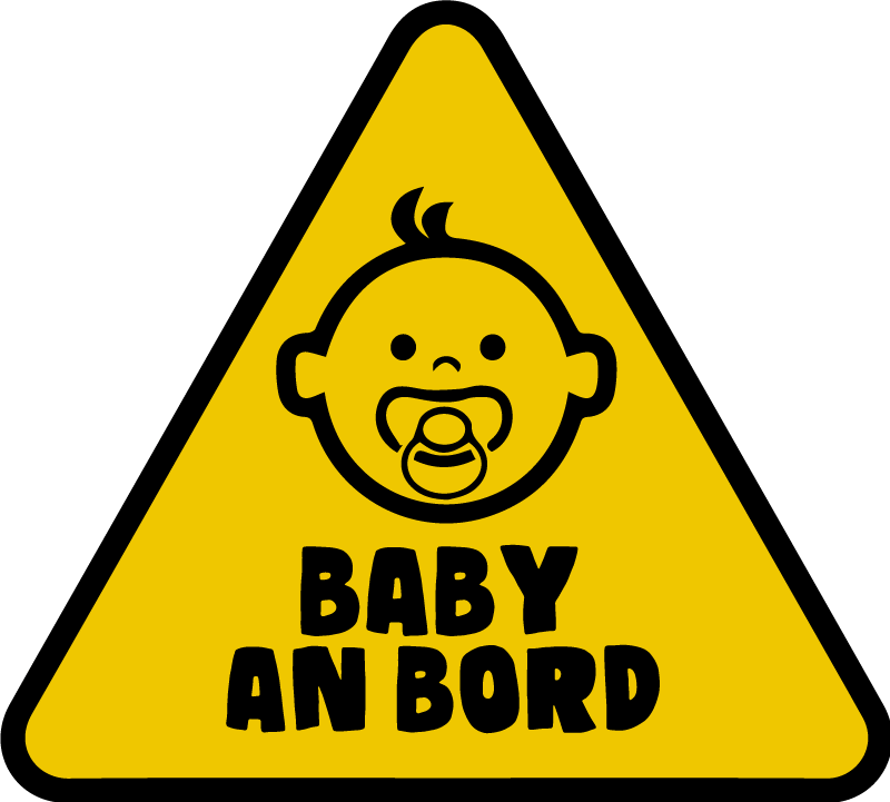 Baby on Board Aufkleber Gelbes warnschild mit süßem gesicht - TenStickers