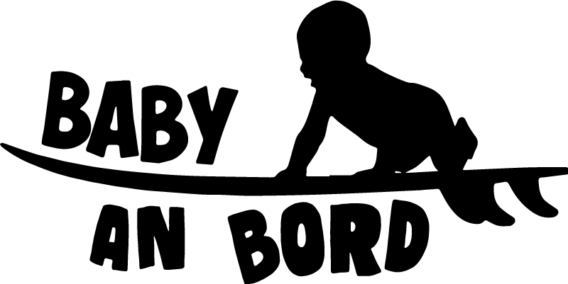 Baby on Board Aufkleber Baby Surfbrett Silhouette - TenStickers