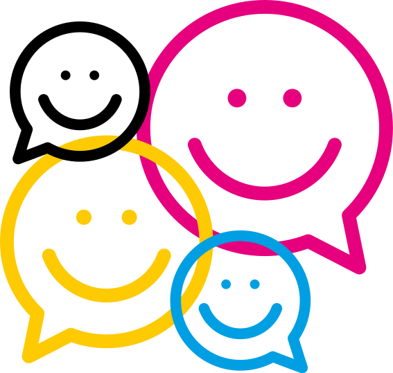 Smiley πολύχρωμα συννεφάκια ομιλίας αστικές χαλκομανίες - TenStickers