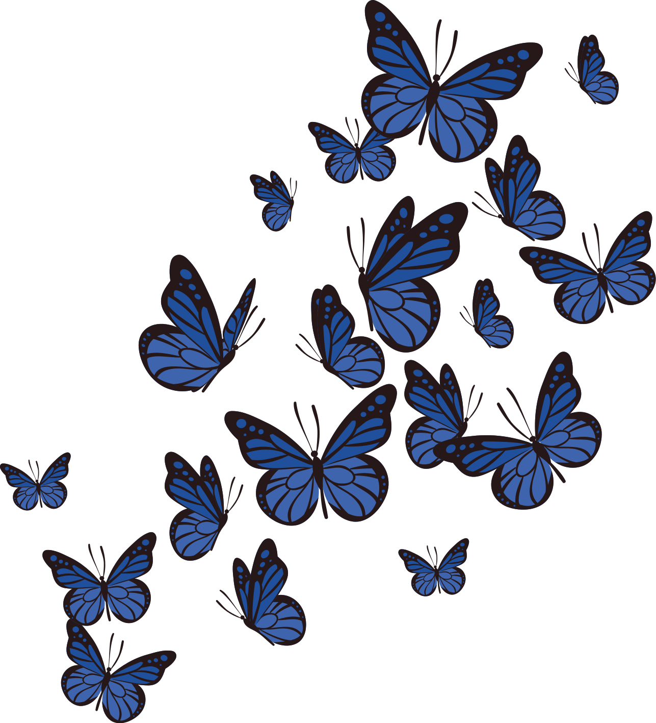 Wandaufkleber Schmetterling Blaue fliegende Schmetterlinge - TenStickers