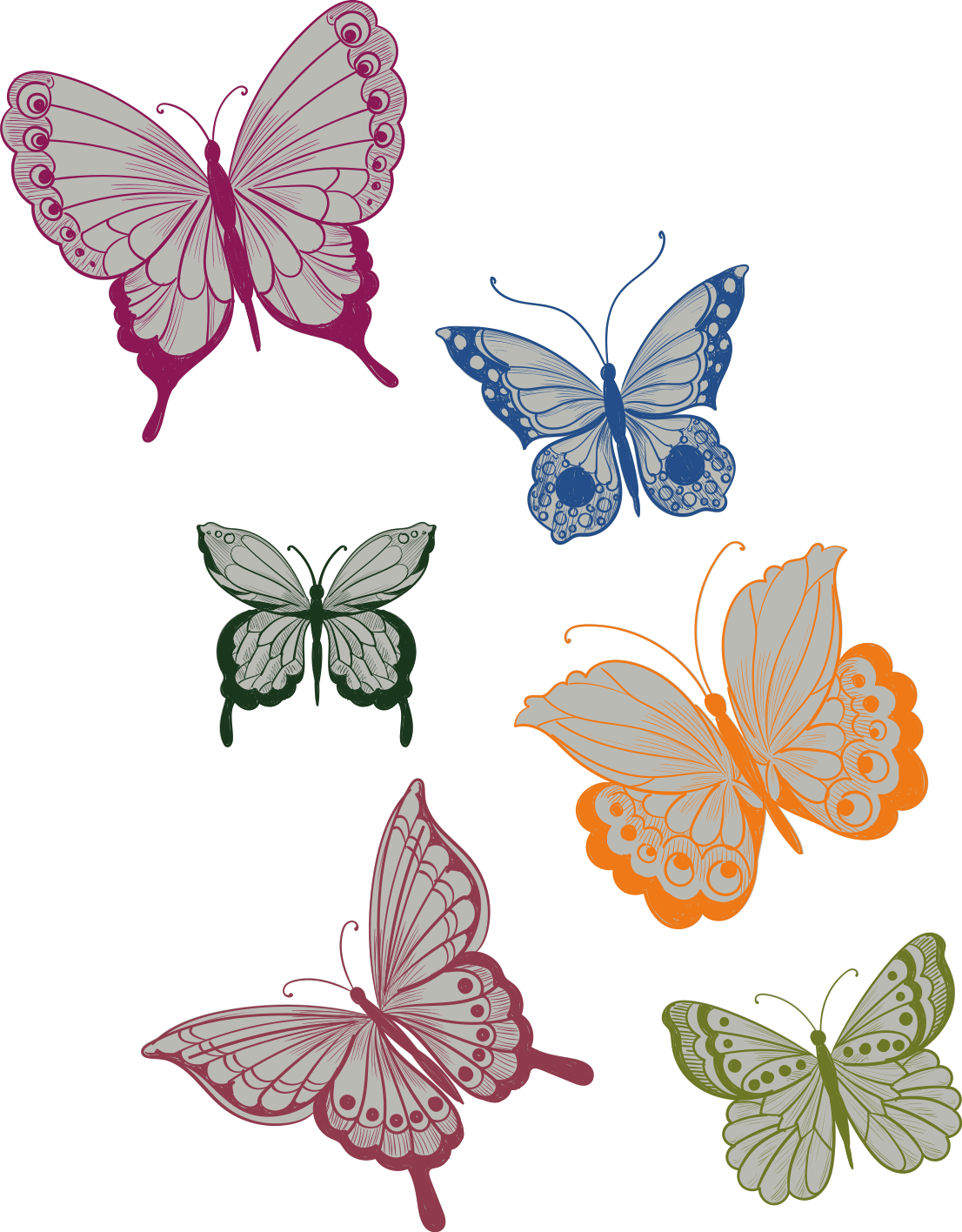 αυτοκόλλητο κομψές πολύχρωμες πεταλούδες - TenStickers